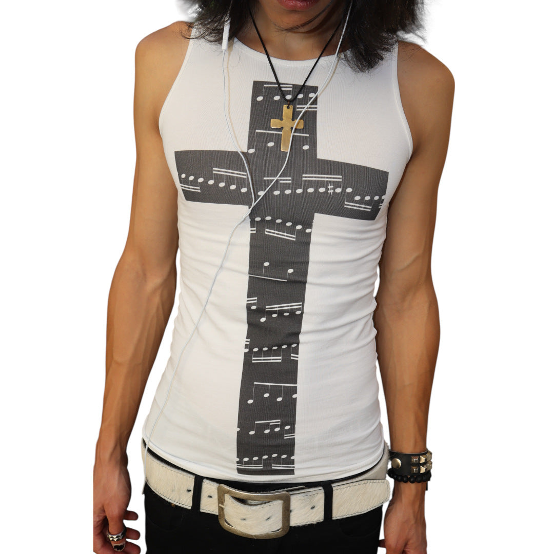 Damen Tanktop mit kreativem Noten-Design und figurbetontem Schnitt EB