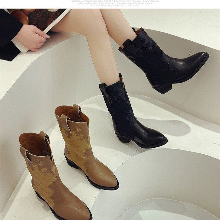 Damen Western-Stiefel mit modischen Cut-Out-Details und robustem Blockabsatz EB