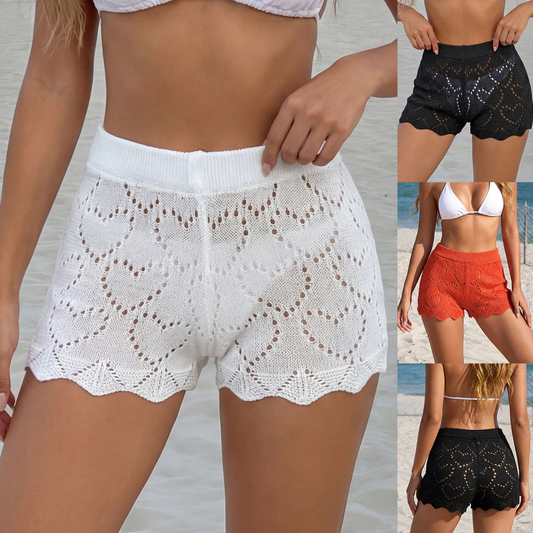 Damen luftige Häkelshorts mit Herzen EB