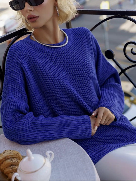 Damen Oversized Strickpullover mit weitem Schnitt und Struktur EB