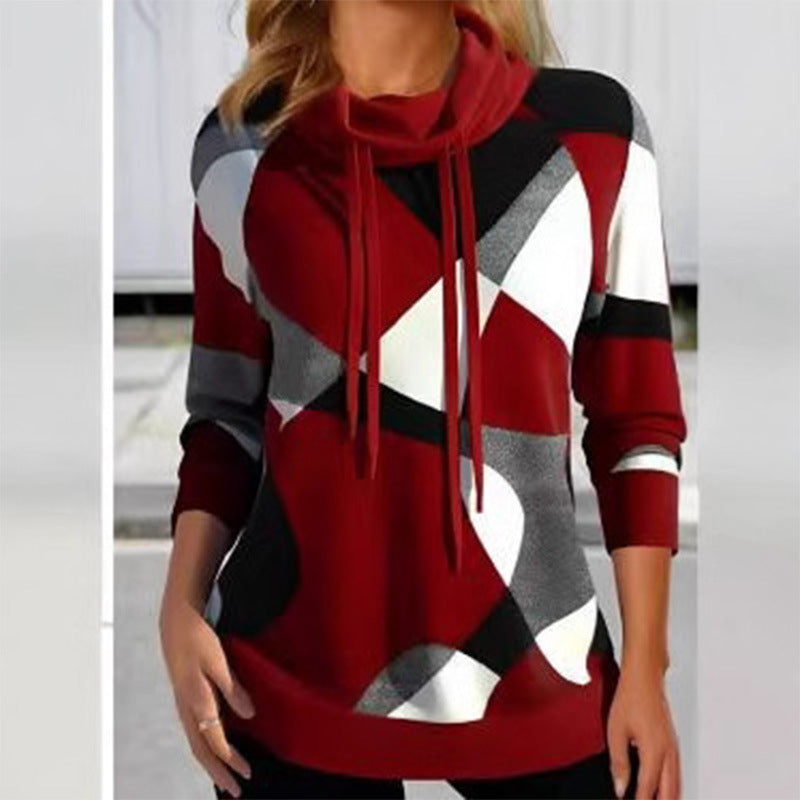 Damen Kapuzenpullover mit geometrischem Muster und hoher Passform EB