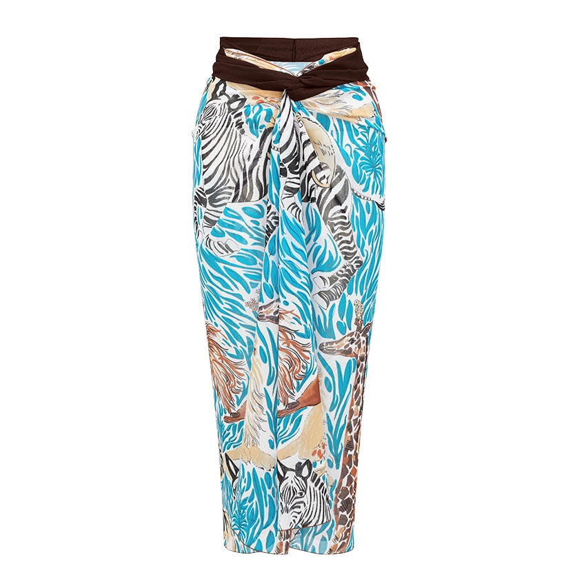Damen Einteiler Badeanzug mit tierischem Print und eleganter Taillierung EB