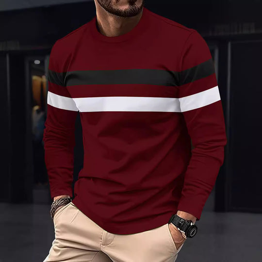 Herren modisches Langarmshirt mit sportlichen Streifen EB