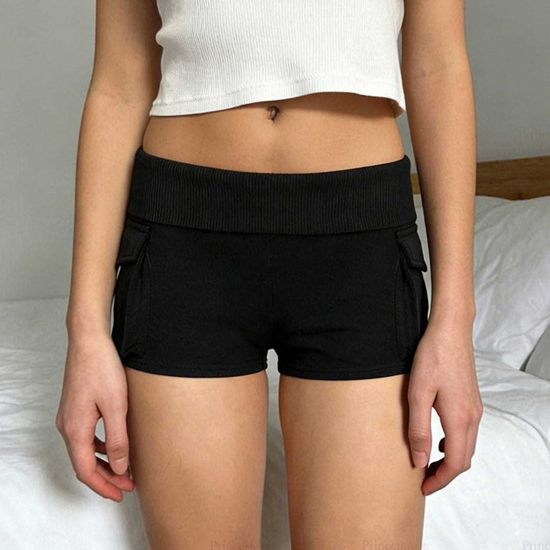 Damen Modische Shorts mit praktischen Taschen und hohem Bund EB