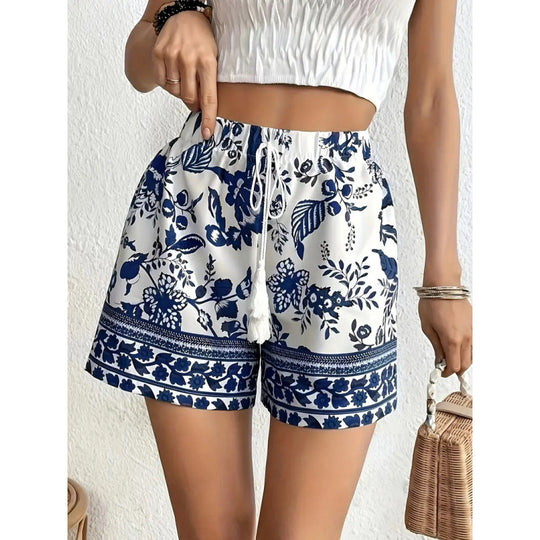 Damen Freizeitshorts mit floralem Muster und elastischem Bund EB