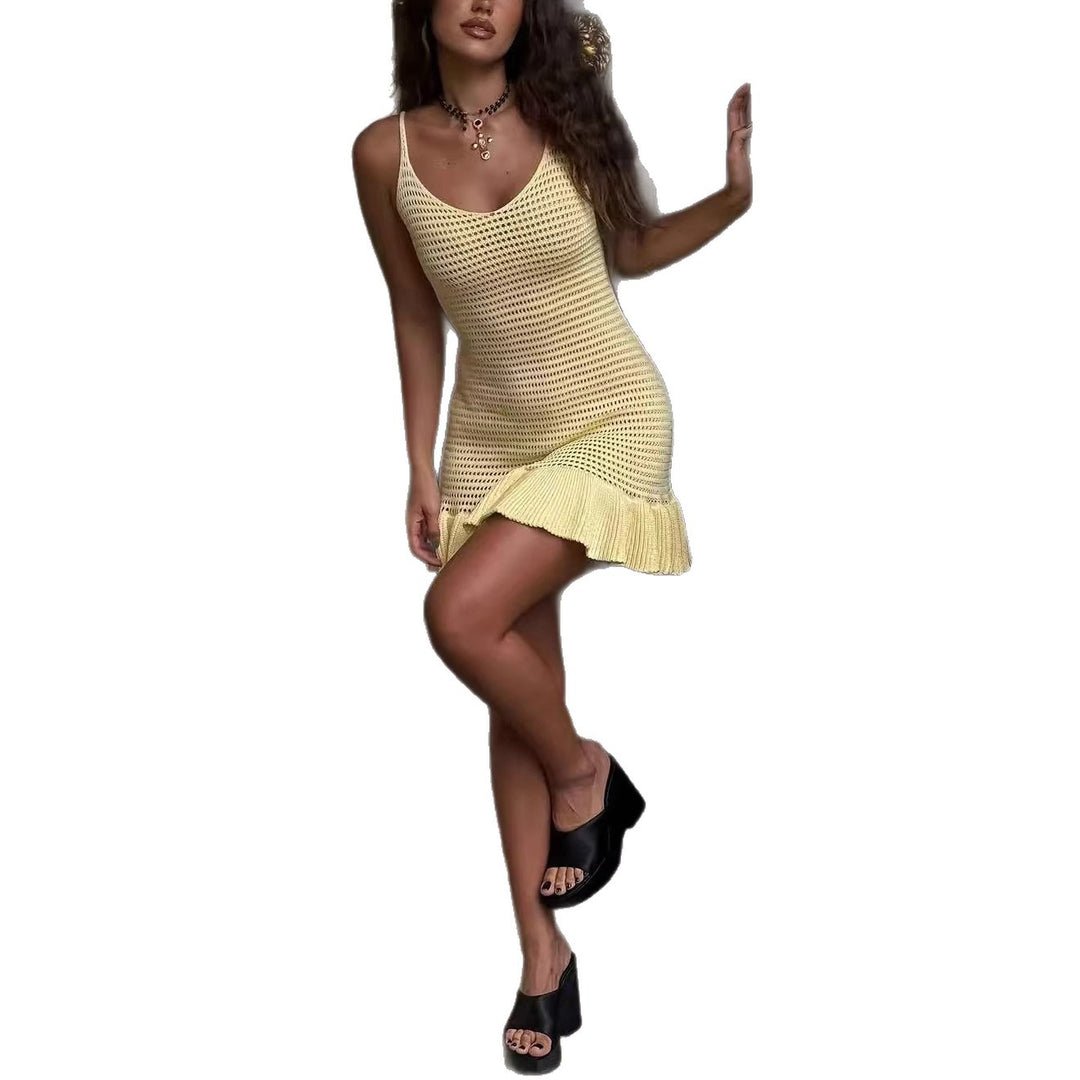 Damen Häkelkleid mit rüschendem Saum EB
