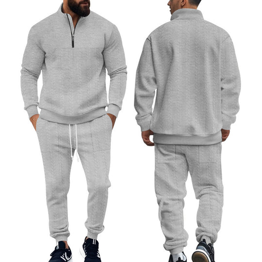 Herren Sportlicher Strickanzug mit Stehkragen und Reißverschluss EB