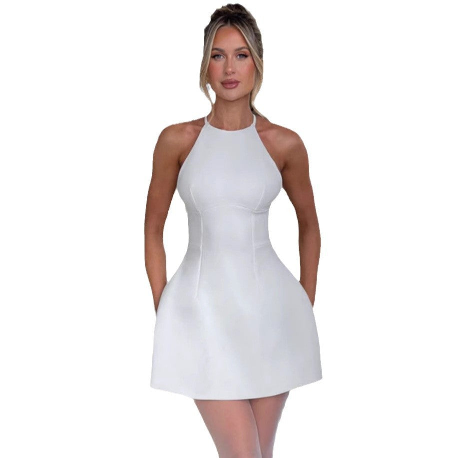 Damen A-Linien Minikleid mit schmalem Halterdesign und figurschmeichelnder Passform EB