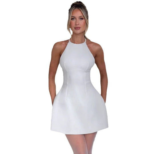 Damen A-Linien Minikleid mit schmalem Halterdesign und figurschmeichelnder Passform EB