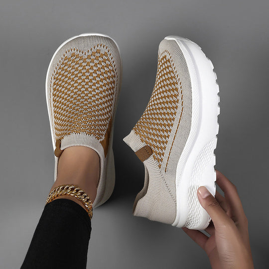 Damen Leichte und atmungsaktive Slip-On Sneakers mit elastischem Schaft EB