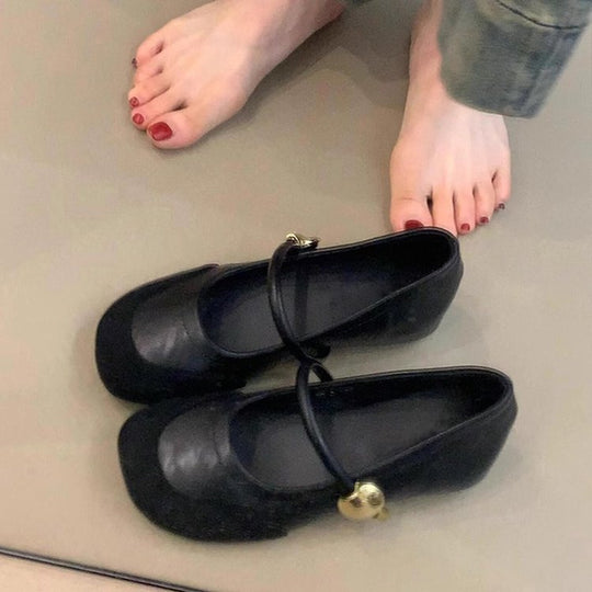 Damen elegante Ballerina-Schuhe mit dekorativer Schnalle und komfortablem Fußbett EB