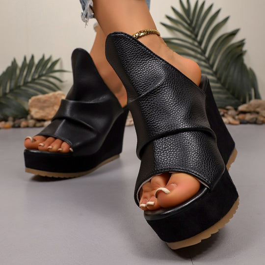 Damen Wedge-Pantoletten mit modischem Schnitt und offenem Zehenbereich EB