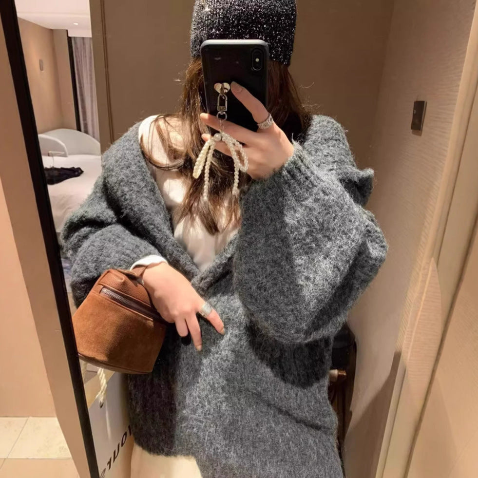 Damen Übergroßer Strickcardigan mit exquisitem Textil und legerem Schnitt EB
