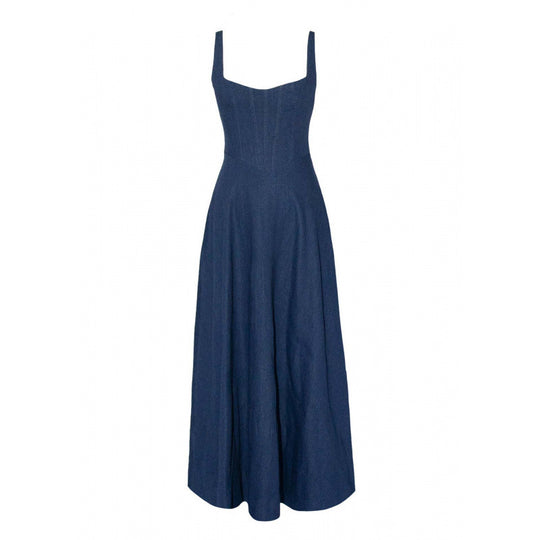 Damen Maxikleid mit schmalen Trägern und tailliertem Oberteil EB