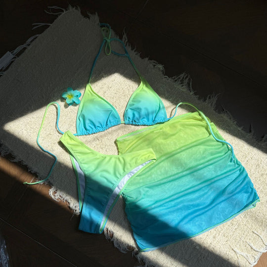 Damen Bikini-Set mit verstellbaren Trägern und rüschenförmigem Rock EB