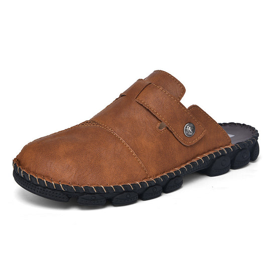Damen Komfortable Leder-Mules mit verstellbarem Riemen EB