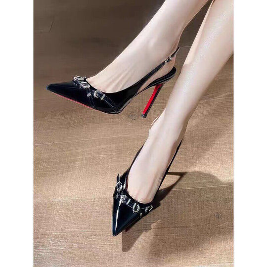 Damen Slingback Pumps mit glänzendem Obermaterial EB