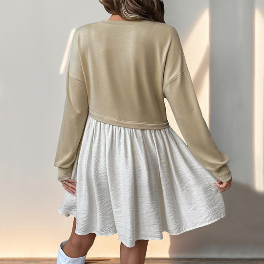 Damen Freizeitkleid mit lässigem Oberteil und fließendem Rock EB