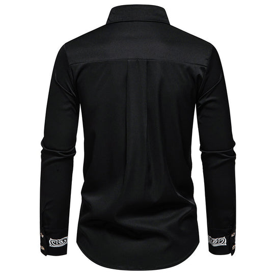 Herren elegante Langarmhemd mit kunstvollem Kragen EB