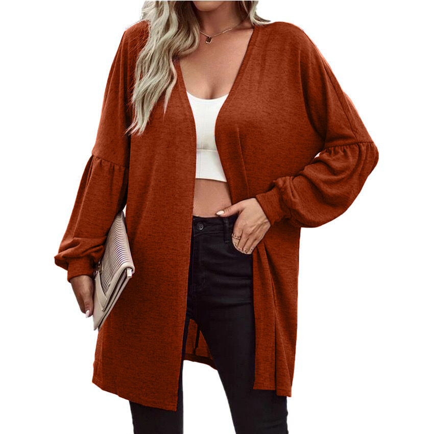 Damen Oversize Cardigan mit eleganten Puffärmeln EB