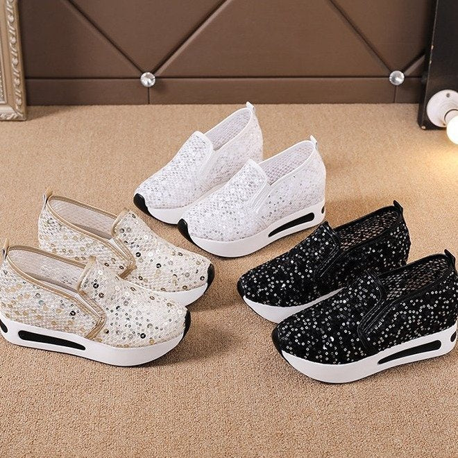 Damen Wedge-Sneaker mit glitzerndem Obermaterial und komfortabler Sohle EB