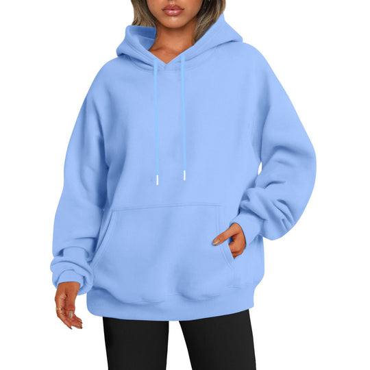 Damen nan oversized Kapuzenpulloverkleid mit Kängurutasche, verlängerter Silhouette und weichem French-Terry EB