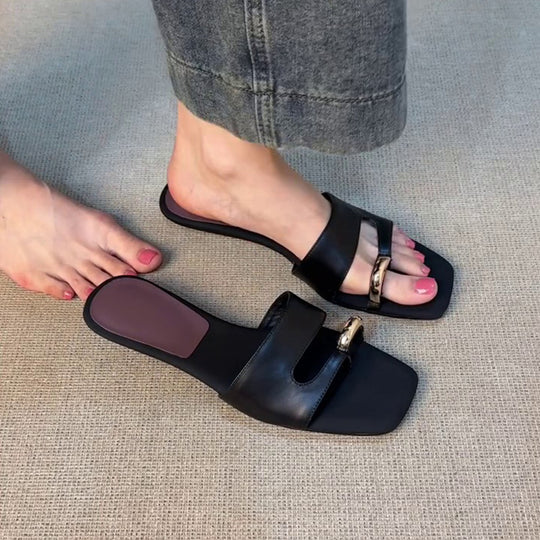 Damen elegante Sling-Sandalen mit modischem Riemen und komfortablem Fußbett EB