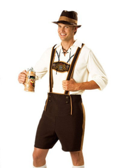 Herren nan traditionelles Kinderlederhosen-Set mit verstellbaren Hosenträgern und Trachtenhut EB