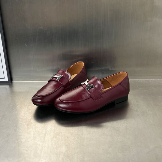 Damen Elegante Mokassins aus hochwertigem Leder mit modischem Schnallenverschluss EB