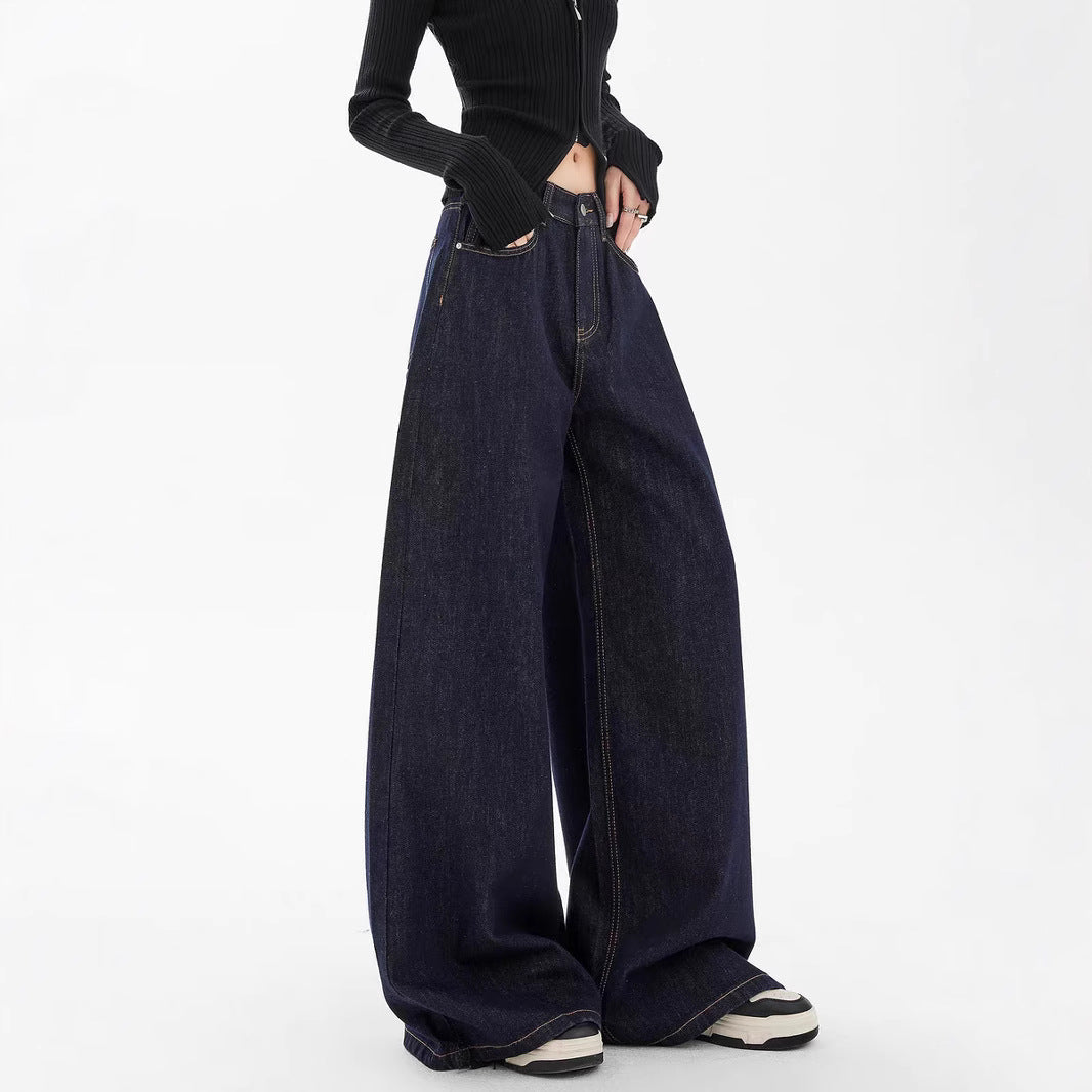 Damen weite Denim-Jeans im lässigen Stil mit hoch geschnittenem Bund und modernen Features EB