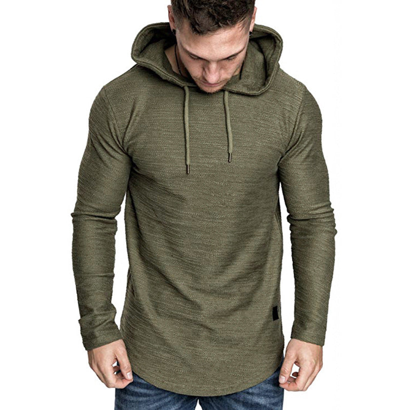 Herren longsleeve Kapuzenshirt mit strukturierter Oberfläche EB