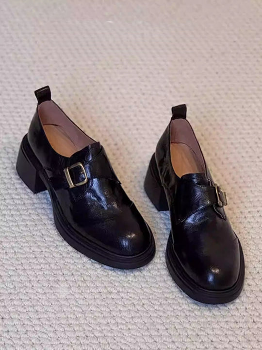 Damen elegante Mokassins mit modischem Schnallenakzent EB