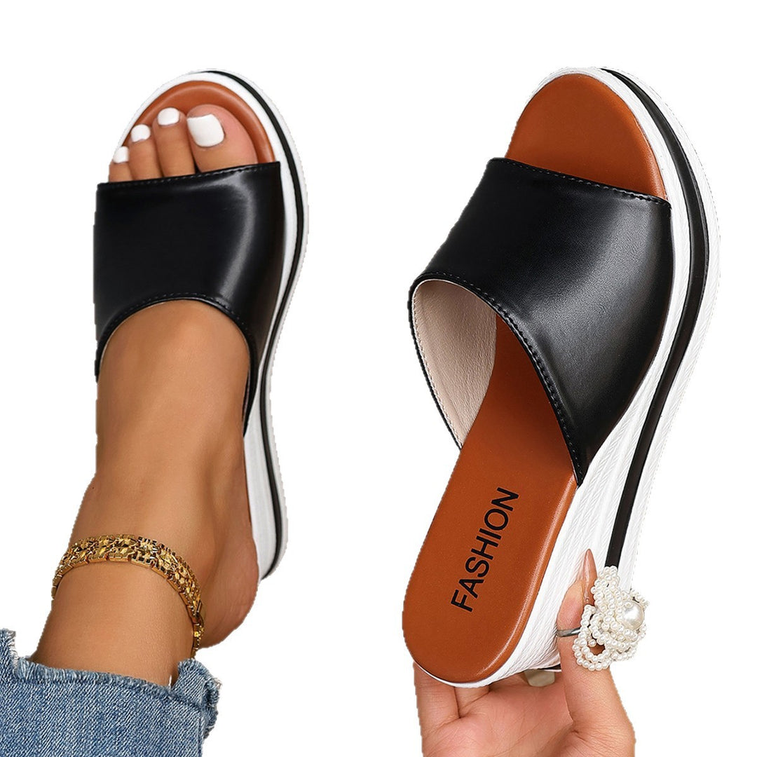 Damen Komfortable Wedge-Pantoletten mit elegantem Riemendesign EB