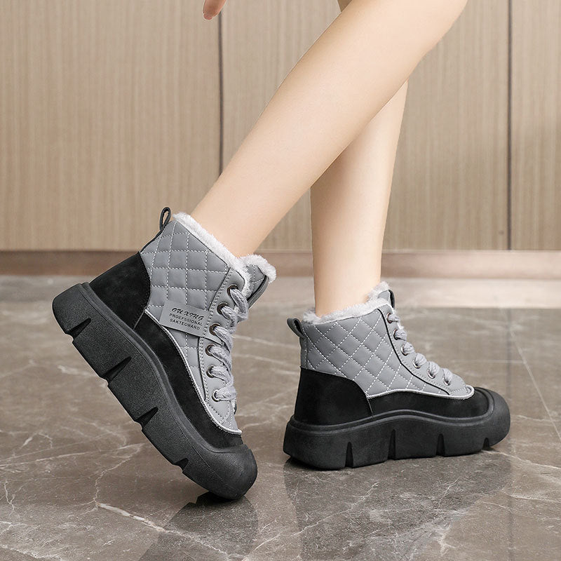 Damen Winterliche High-Top Stiefel mit kuscheligem Innenfutter und rutschfester Sohle EB