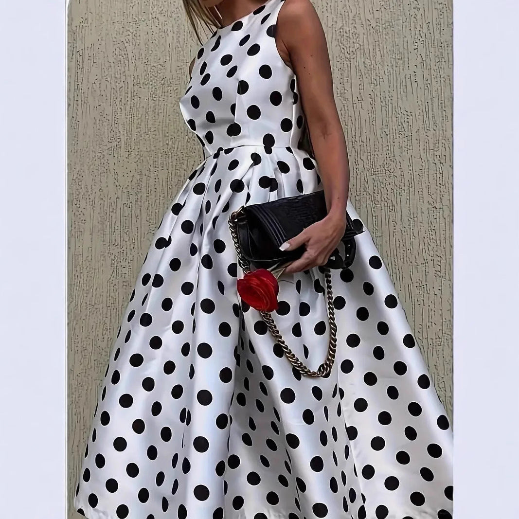 Damen A-Linie Kleid mit Polka-Dots EB