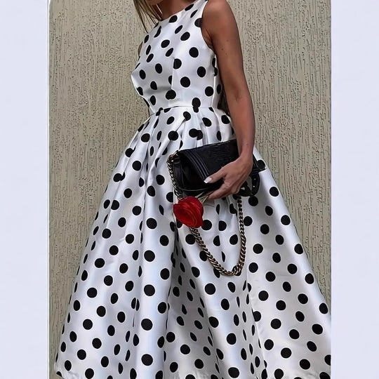 Damen A-Linie Kleid mit Polka-Dots EB