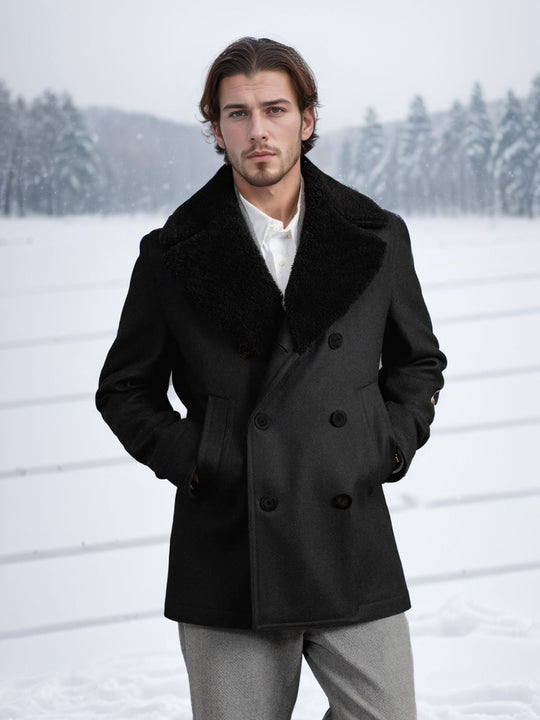 Herren eleganter Dufflecoat mit weichem Kragen EB