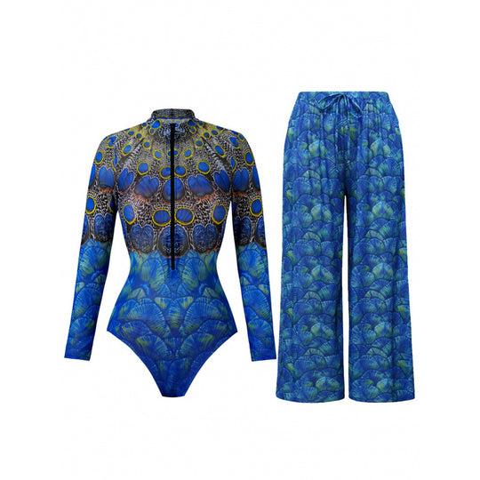 Damen weite Strandhose mit Schlangenmuster EB