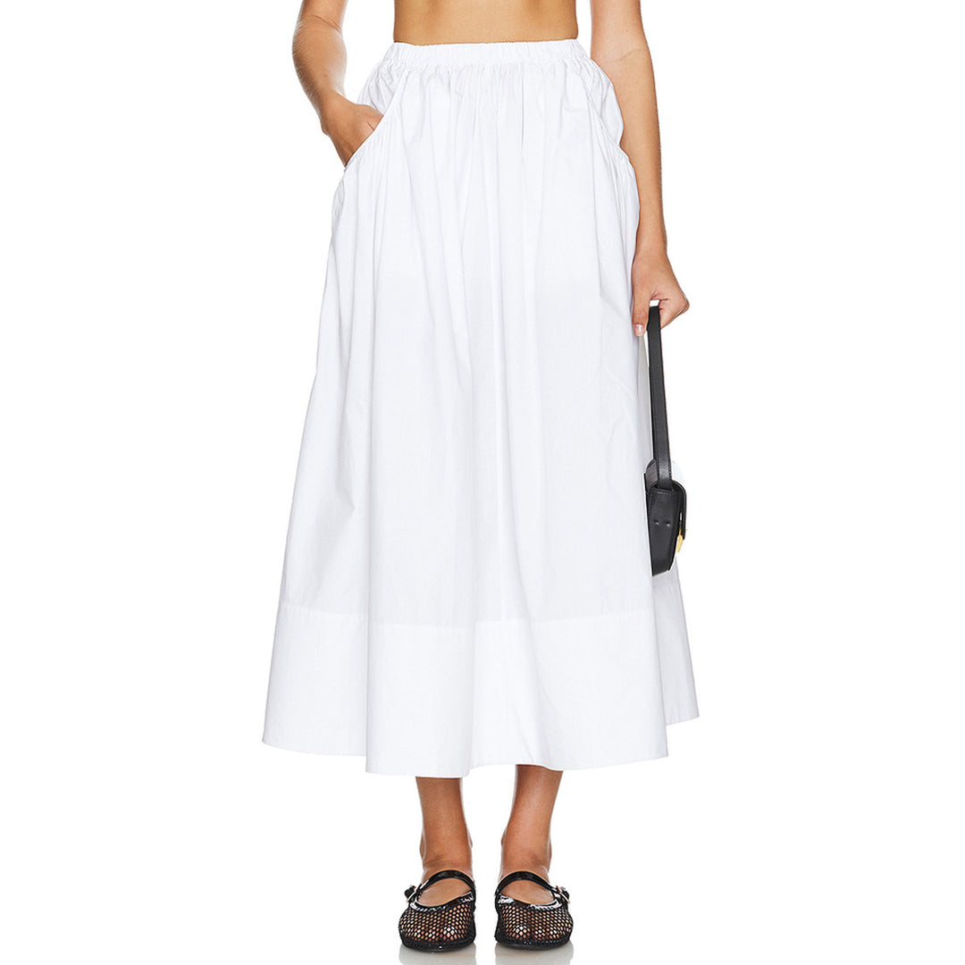 Damen Eleganter Midirock mit raffinierten Falten und elastischem Bund EB