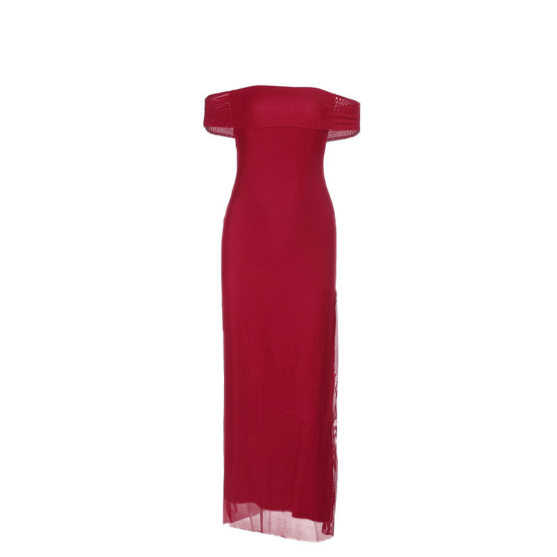 Damen Off-Shoulder Maxikleid mit eleganter Drapierung EB