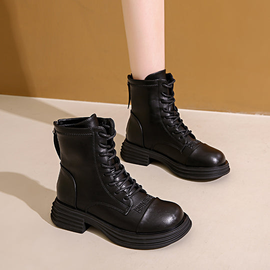 Damen Leder Combat Boots mit robustem Profil und modischem Design EB