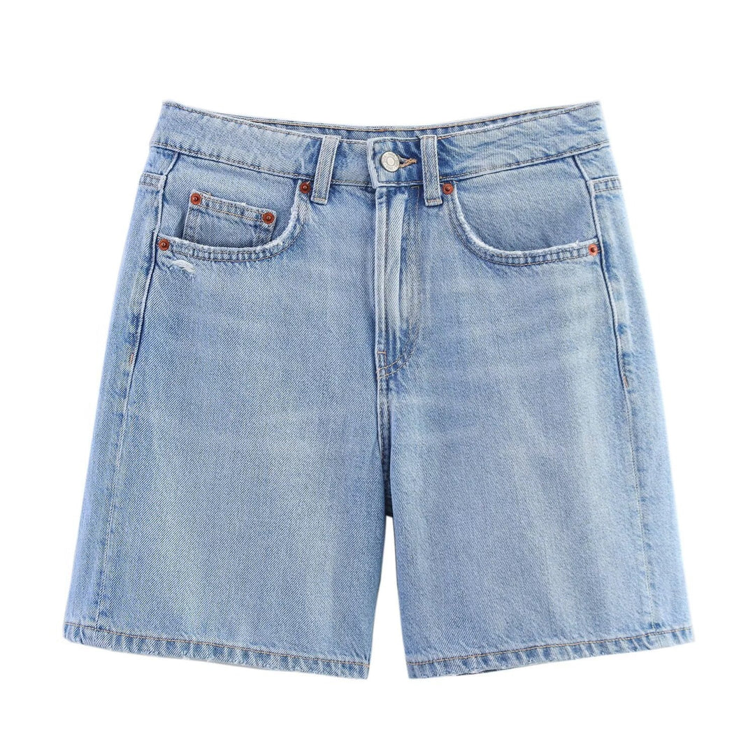 Damen Denim-Shorts im lässigen Schnitt mit hoher Taille und praktischen Taschen EB