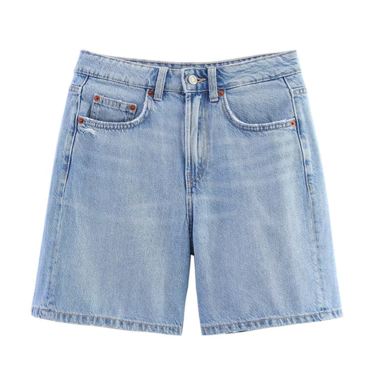 Damen Denim-Shorts im lässigen Schnitt mit hoher Taille und praktischen Taschen EB
