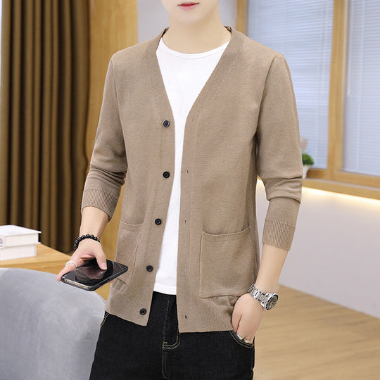 Herren eleganter leichter Strickcardigan mit Taschen EB