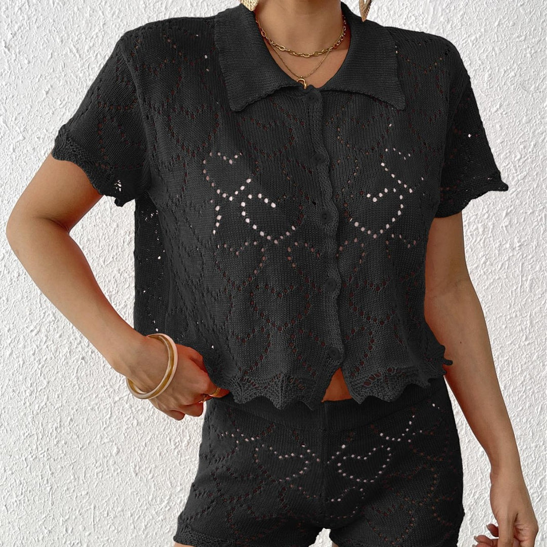 Damen luftiges Häkel-Set mit dekorativen Cut-Outs EB
