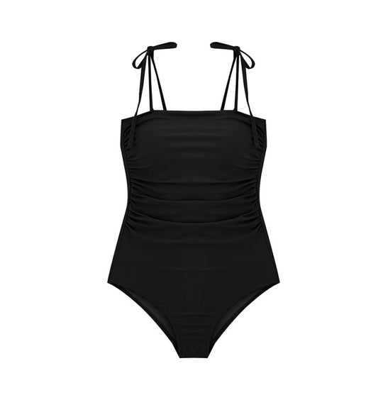 Damen Einteiler Badeanzug mit verstellbaren Trägern und eleganter Raffung EB
