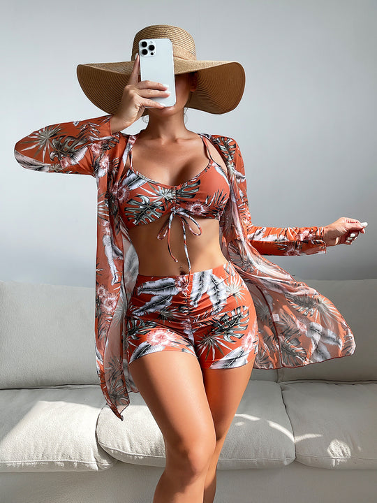 EB | Dreiteilige Bluse mit hoher Taille und langen Ärmeln mit Kordelzug