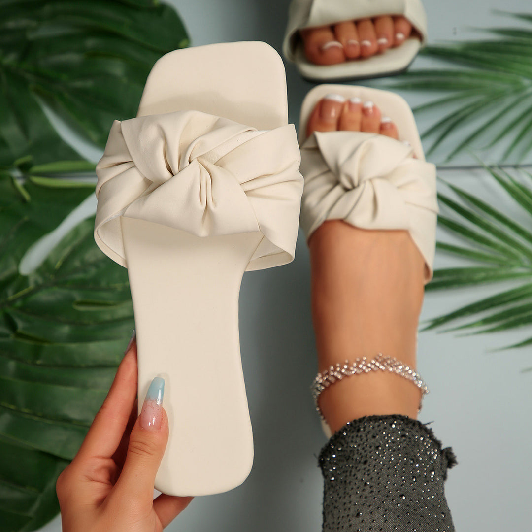 Damen elegante Pantoletten mit kunstvollem Knoten-Design EB