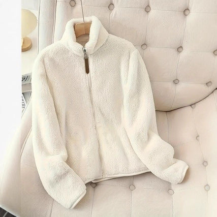 Damen Fleecejacke im zeitgemäßen Design mit hohem Kragen und praktischen Taschen EB