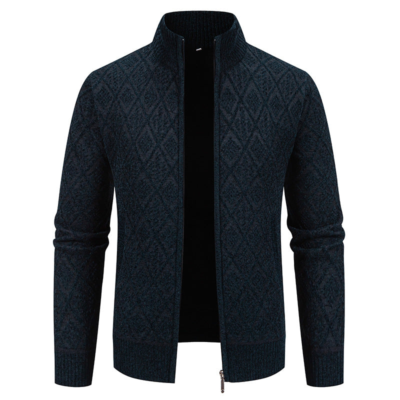 Herren Strickjacke mit strukturiertem Design und hohem Kragen EB